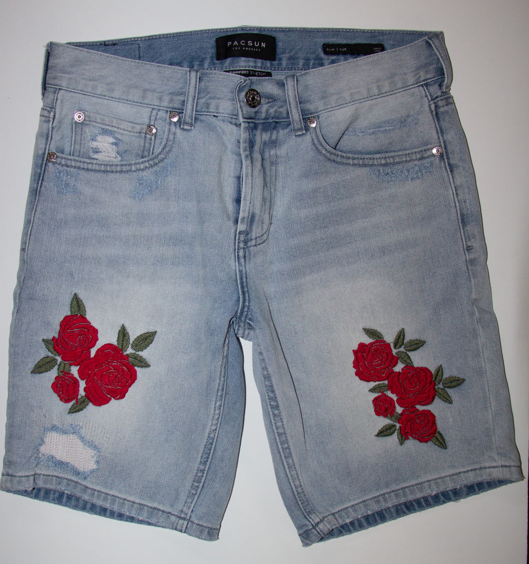 Embroidered Rose Shorts
